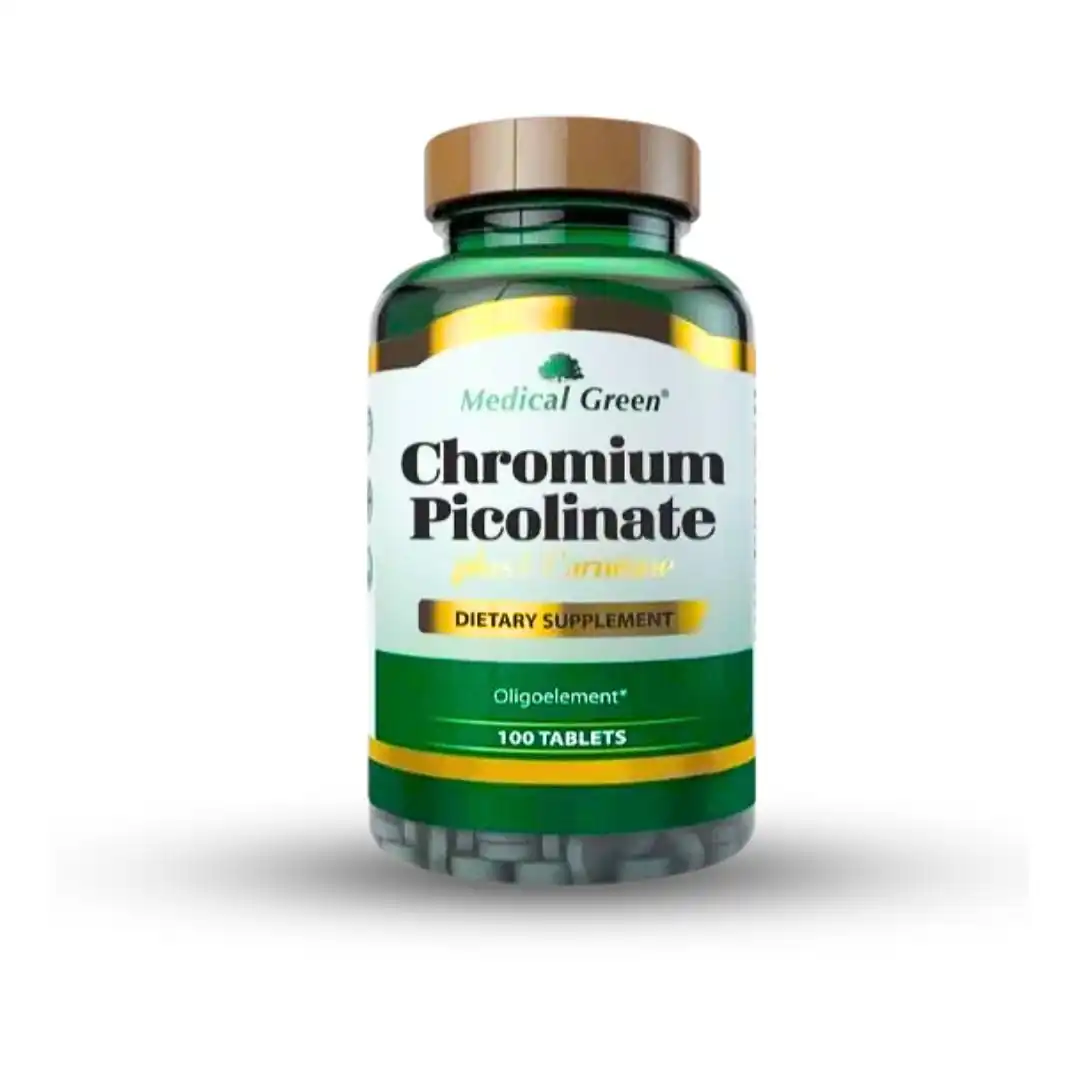 PICOLINATO DE CROMO 250 MCG + L- CARNITINE (CHROMIUM PICOLINATE) X 100  TABLETAS – MEDICAL GREEN – Hincara Medicina & Biofórmulas