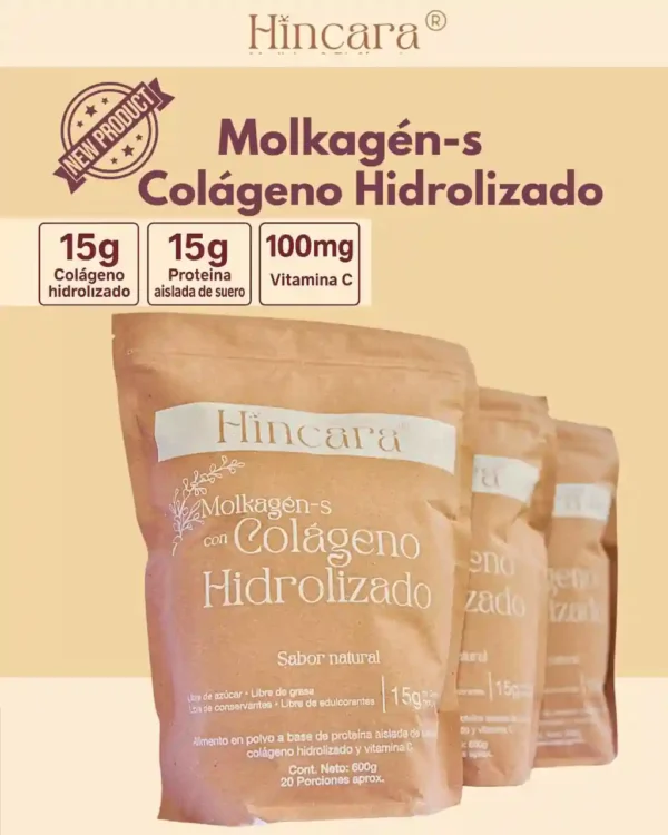 MOLKAGÉN - S  CON COLÁGENO HIDROLIZADO Y VITAMINA C - SABOR NATURAL. 600g - HINCARA.