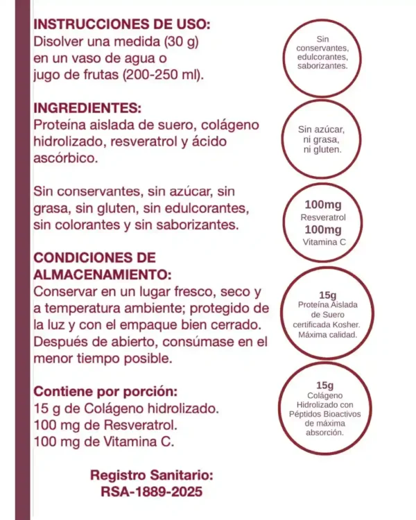 MOLKAGÉN CON COLÁGENO HIDROLIZADO, RESVERATROL Y VITAMINA C - SABOR NATURAL.  600g - HINCARA.