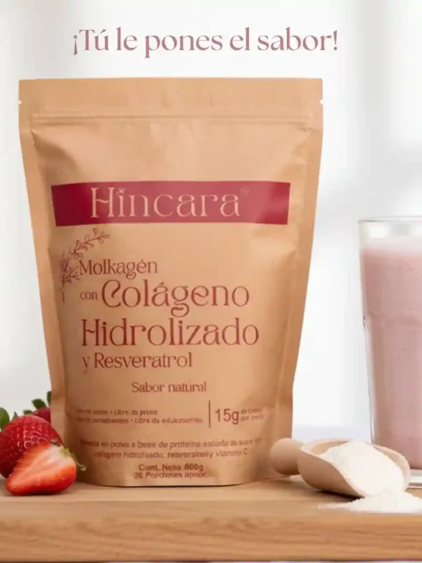 MOLKAGÉN CON COLÁGENO HIDROLIZADO, RESVERATROL Y VITAMINA C - SABOR NATURAL.  600g - HINCARA.