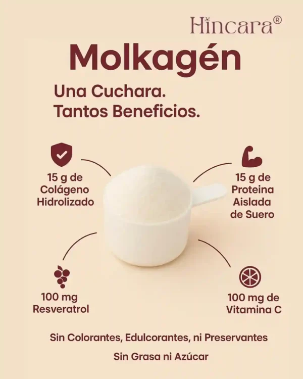 MOLKAGÉN CON COLÁGENO HIDROLIZADO, RESVERATROL Y VITAMINA C - SABOR NATURAL.  600g - HINCARA.