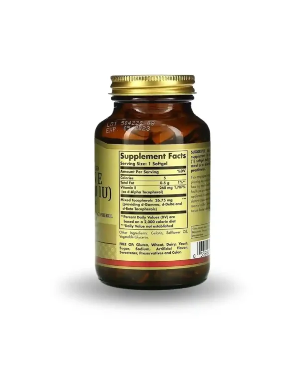 VITAMINA E (VITAMIN E) 268 MG  d-ALPHA TOCOPHEROL (400 UI)X 100 SOFTGELS- SOLGAR
