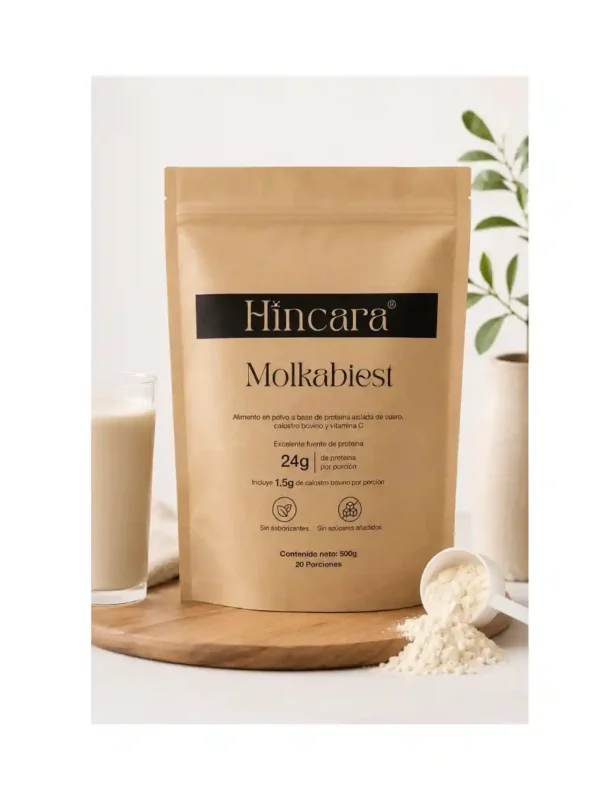 7 MOLKABIEST CON PROTEINA AISLADA DE SUERO Y CALOSTRO BOVINO - SABOR NATURAL. 500g - HINCARA.