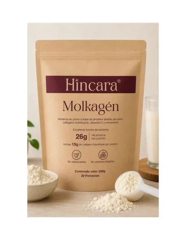 molkage 1 MOLKAGÉN CON COLÁGENO HIDROLIZADO, RESVERATROL Y VITAMINA C - SABOR NATURAL. 600g - HINCARA.